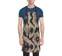 YANYU Tablier de cuisine classique imprimé peau de serpent 71 x 83 cm Tablier de chef élégant avec poches pour la cuisine, la pâtisserie, la peinture