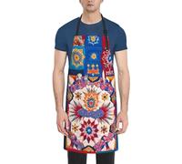 YANYU Tablier de cuisine rétro imprimé floral 71 x 83 cm, tablier de chef élégant avec poches pour la cuisine, la pâtisserie, la peinture