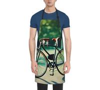 YANYU Tablier de cuisine rétro imprimé vélo 71 x 83 cm Tablier de chef élégant avec poches pour la cuisine, la pâtisserie, la peinture