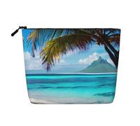 YANYU Tahiti Trousse de maquillage étanche à une couche Motif plage Grande capacité, noir, One Size