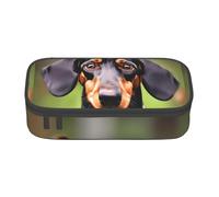YANYU Teckel Weiner Trousse à crayons pour animaux de compagnie avec impression de chiens 8,3 x 2 x 3,7 pouces style pour stylos crayons petits articles, noir, taille unique, Noir, One size