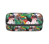 YANYU Trousse à crayons avec imprimé oiseaux tropicaux et feuilles de plantes 21,6 x 5,1 x 9,4 cm pour stylos, crayons, petits objets