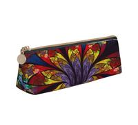 YANYU Trousse à crayons fonctionnelle avec impression de vitraux de fleurs - Grande capacité - 21 x 5,6 x 6,1 cm - Poche triangulaire avec fermeture éclair, blanc, One Size