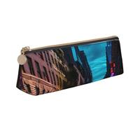 YANYU Trousse à crayons fonctionnelle avec impression Streets of New York City - Grande capacité - 21 x 5,6 x 6,1 cm - Poche triangulaire avec fermeture éclair, blanc, One Size