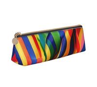 YANYU Trousse à crayons fonctionnelle avec imprimé à rayures arc-en-ciel - Grande capacité - 21 x 5,6 x 6,1 cm - Poche triangulaire avec fermeture éclair