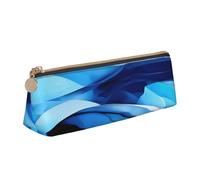 YANYU Trousse à crayons fonctionnelle avec imprimé abstrait bleu, grande capacité, 21,6 x 5,6 x 6,1 cm, pochette triangulaire avec fermeture éclair