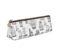 YANYU Trousse à crayons fonctionnelle avec imprimé cactus et plantes - Grande capacité - 21 x 5,6 x 6,1 cm - Poche triangulaire avec fermeture éclair, blanc, One Size