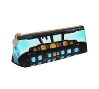 YANYU Trousse à crayons fonctionnelle avec imprimé cockpit avion, grande capacité, 21 x 5,6 x 6,1 cm, pochette triangulaire avec fermeture éclair