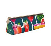YANYU Trousse à crayons fonctionnelle avec imprimé cocktail tropical, grande capacité, 21 x 5,6 x 6,1 cm, pochette triangulaire avec fermeture éclair
