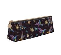 YANYU Trousse à crayons fonctionnelle avec imprimé colibris et fleurs - Grande capacité - 21 x 5,6 x 6,1 cm - Pochette triangulaire avec fermeture éclair
