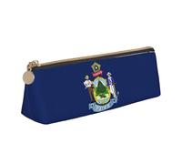 YANYU Trousse à crayons fonctionnelle avec imprimé drapeau du Maine State Grande capacité 21 x 5,6 x 6,1 cm Poche triangulaire avec fermeture éclair, blanc, One Size