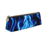 YANYU Trousse à crayons fonctionnelle avec imprimé flamme indigo - Grande capacité - 21 x 5,6 x 6,1 cm - Poche triangulaire avec fermeture éclair