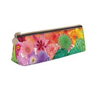 YANYU Trousse à crayons fonctionnelle avec imprimé fleurs arc-en-ciel - Grande capacité - 21 x 5,6 x 6,1 cm - Poche triangulaire avec fermeture éclair, blanc, One Size