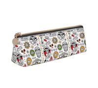 YANYU Trousse à crayons fonctionnelle avec imprimé symboles de salsa mexicaine grande capacité 21 x 5,6 x 6,1 cm pochette triangulaire avec fermeture éclair