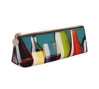 YANYU Trousse à crayons fonctionnelle avec imprimé verres à cocktail et bouteille de vin - Grande capacité - 21 x 5,6 x 6,1 cm - Poche triangulaire avec fermeture éclair