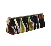 YANYU Trousse à crayons fonctionnelle avec imprimé verres à cocktail et bouteilles de vin - Grande capacité - 21 x 5,6 x 6,1 cm - Poche triangulaire avec fermeture éclair