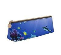 YANYU Trousse à crayons fonctionnelle avec motif requin nageant sous la mer Grande capacité 21 x 5,6 x 6,1 cm Pochette triangulaire avec fermeture éclair