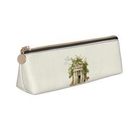 YANYU Trousse à crayons fonctionnelle style ancien avec branche d'olivier romaine et imprimé grec, grande capacité, 21 x 5,6 x 6,1 cm, pochette triangulaire avec fermeture éclair