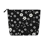 YANYU Trousse de maquillage à une seule couche avec imprimé floral noir et blanc, étanche, organiseur de voyage pour cosmétiques, grande capacité, noir, One Size