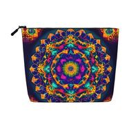 YANYU Trousse de maquillage à une seule couche avec motif mandala - Étanche - Organiseur de voyage - Grande capacité, noir, One Size