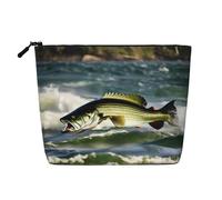 YANYU Trousse de maquillage étanche à une seule couche avec impression vague pour pêche au bar, noir, One Size