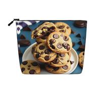 YANYU Trousse de maquillage étanche à une seule couche pour biscuits, pépites de chocolat, biscuits, grande capacité, noir, One Size