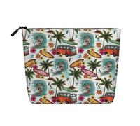 YANYU Trousse de maquillage imperméable à une seule couche avec imprimé hawaïen surfeur sur vague, organiseur de voyage cosmétique de voyage grande capacité, noir, One Size