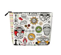 YANYU Trousse de maquillage mexicaine à une seule couche avec symboles de salsa - Étanche - Organiseur de voyage - Grande capacité, noir, One Size