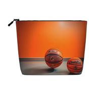 YANYU Trousse de maquillage monocouche imperméable à imprimé basket-ball Orange Grande capacité, noir, One Size