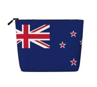 YANYU Trousse de maquillage monocouche imperméable avec imprimé drapeau de la Nouvelle-Zélande, organisateur de cosmétiques de voyage grande capacité, noir, One Size