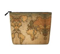 YANYU Trousse de maquillage monocouche imperméable de voyage avec imprimé carte du monde - Grande capacité, noir, One Size