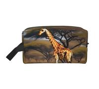 YANYU Trousse de toilette de voyage à fermeture éclair avec poignées Motif girafe d'Afrique majestueux, blanc, One Size