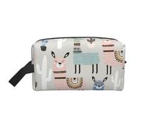 YANYU Trousse de toilette de voyage à fermeture éclair avec poignées - Motif lama cactus - Blanc - Taille unique, Blanc, One Size