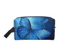 YANYU Trousse de toilette de voyage à fermeture éclair avec poignées - Motif papillon bleu, blanc, One Size