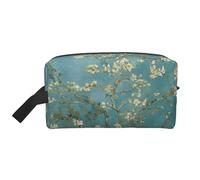 YANYU Trousse de toilette de voyage à fermeture éclair avec poignées - Organisateur de cosmétiques portable avec imprimé fleur d'amandier, blanc, One Size