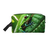 YANYU Trousse de toilette de voyage à fermeture éclair avec poignées - Organiseur cosmétique portable avec motif de feuilles de grenouille, blanc, One Size