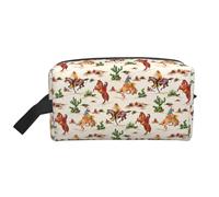 YANYU Trousse de toilette de voyage avec fermeture éclair et poignées Motif cheval de cowboy, blanc, One Size