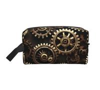 YANYU Trousse de toilette de voyage avec fermeture éclair et poignées Motif engrenages Steampunk, blanc, One Size