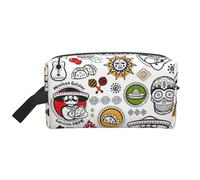 YANYU Trousse de toilette de voyage mexicaine avec poignées - Motif symboles de la salsa, blanc, One Size
