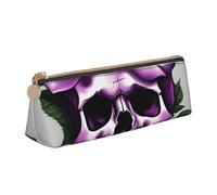 YANYU Trousse fonctionnelle avec fermeture éclair Motif tête de mort Rose Violet 21 x 5,6 x 6,1 cm