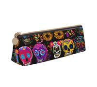 YANYU Trousse fonctionnelle avec imprimé tête de mort rose - Grande capacité - 21 x 5,6 x 6,1 cm - Poche triangulaire avec fermeture éclair