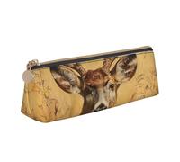 YANYU Wild Deer Trousse à crayons fonctionnelle grande capacité 21 x 5,6 x 6,1 cm Pochette triangulaire avec fermeture éclair