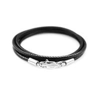 YanYue 1-3mm Cuir Cordon Collier 40-80cm Cordon Cire Corde Chaîne De Dentelle avec Fermoir Homard en Acier Inoxydable pour DIY Pendentif Collier Bijoux-Noir 4mm, 75cm