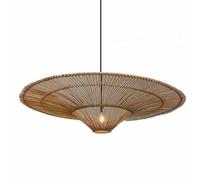 YANZHAOA Éclairage Suspendu À Vent Silencieux Art en Rotin Japonais Lampe Artisanale Décorative Rurale E27 Lampe De Plafond Tissée À La Main Lustre en Osier Naturel Intégré pour Salon De Thé, Salle