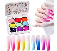 yanzisura Gel à Tapoter | Gel pour Dégradé de Vernis | Accessoires de Design d'Ongles 9 Couleurs pour Manucure et Création Artistique des Ongles