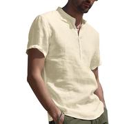 YAOBAOLE Henley Chemise d'été à Manches Courtes pour Homme décontracté et léger, Kaki 01., M