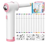 YAOBLUESEA Lot de 12 marqueurs textiles à double pointe - 3 pochoirs, 1 marqueur aérographe - Feutres textiles lavables - Pour enfants - Peinture et graffiti - Peinture artistique et bricolage (Rose)