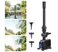 YAOBLUESEA Pompe de Fontaine 1500L/h 25W, Pompe de Bassin Submersible avec Filtre et Buses, Éconergétique pour Décorations Aquatiques
