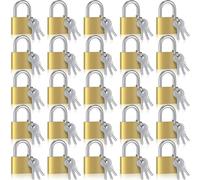 Yaocom Lot de 24 petits cadenas n laiton massif avec clés, jaune pour casier de gym, cadenas solide avec même clé pour sac à bagages, boîte à outils (4,9 x 3,0 x 0,8 cm)