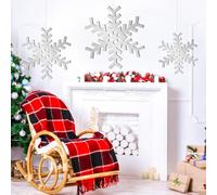 Yaocom Lot de 3 décorations de Noël rustiques en Forme de Flocon de Neige en métal avec Corde pour Sapin de Noël Vintage à Suspendre pour décoration de fête, fenêtre, Porte, Couloir, Maison, Portail,